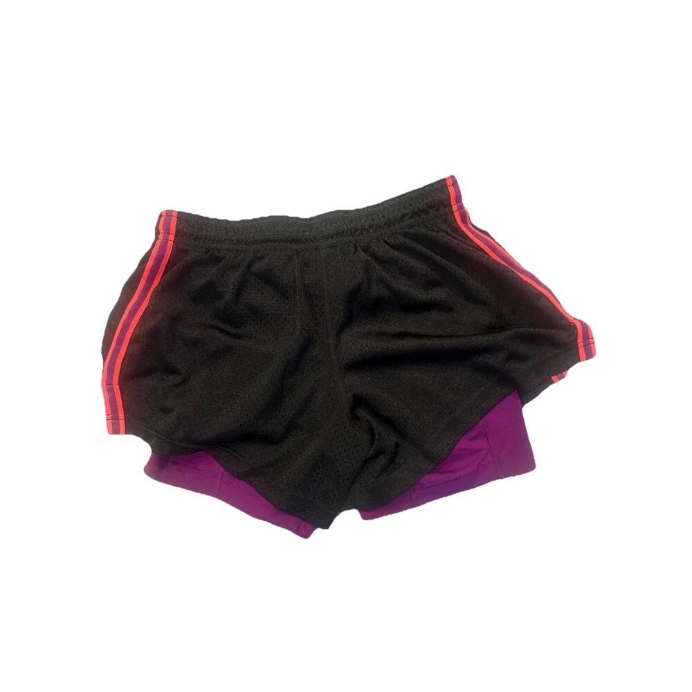 Nike Dri Fit Double-Up Shorts Womens Small Black/Grape Polyester Drawstring - Picture 2 of 6
